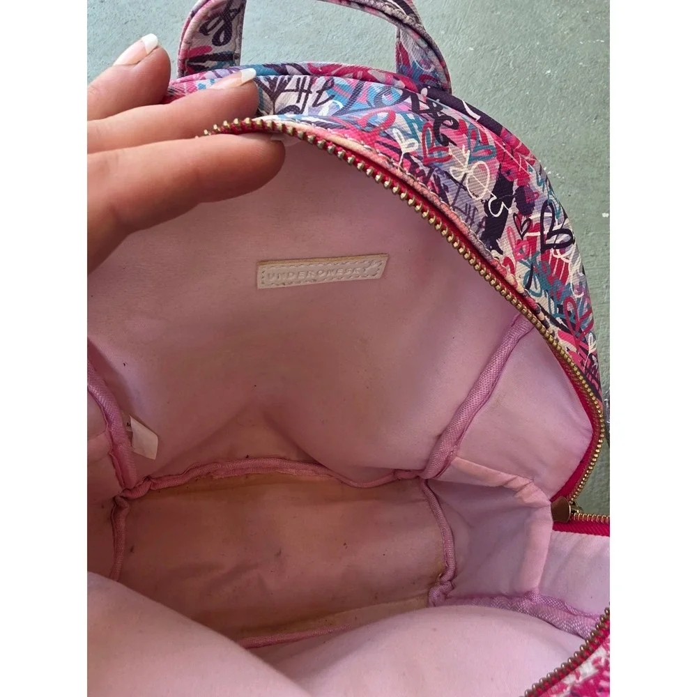 Under One Sky Graffiti Love Mini Backpack Pink Purple Street Art Heart Bag‎ D1